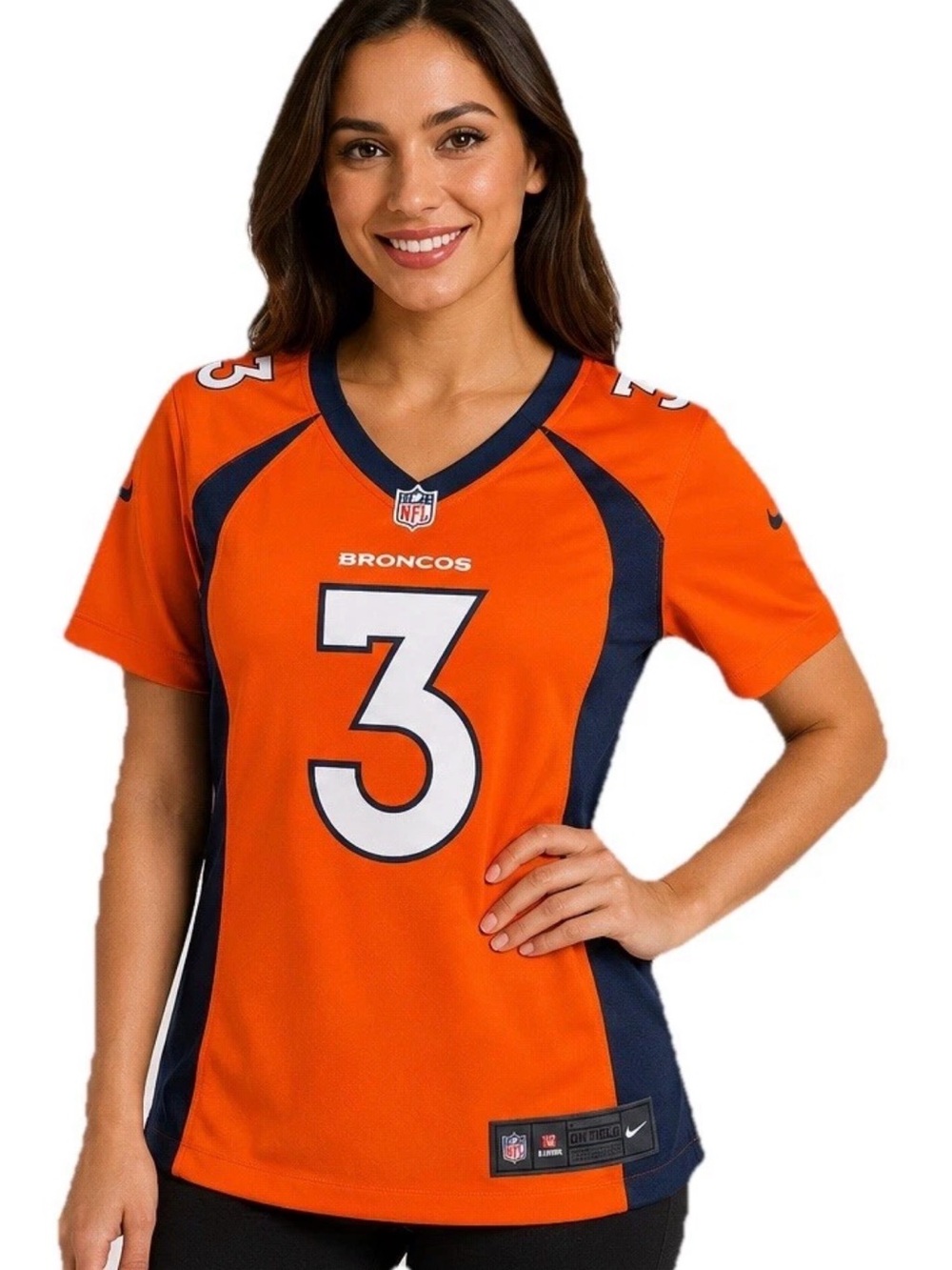 Nike Denver Broncos Russell Wilson #3 Women’s Size M Orange NFL On Field Jersey